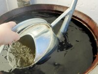 Barril de lluvia 225 litros con tratamiento de aceite, depósito jardín para Agua - huerto ecológico