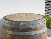 225L Geöltes Weinfass geöffnet als Regentonne Lieferumfang: ohne Deckel, Wasserhahn: Ohne Hahn