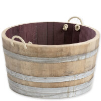 Barril macetero en madera de roble natural, posible también como mini estanque