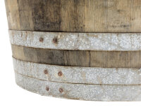 Barril macetero en madera de roble natural, posible también como mini estanque:  Con orificios de drenaje,con aceite,Con ruedas,con asas