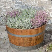 Barril macetero en madera de roble de alta calidad, tratado con aceite de linaza