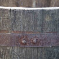 Maceta de madera, medio barril macetero para jardín, media barrica decoración - barril de whisky