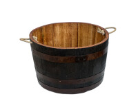 Maceta de madera, medio barril macetero para jardín, media barrica decoración - barril de whisky