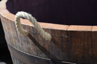 Barril macetero rústico en madera de roble - macetero rústico