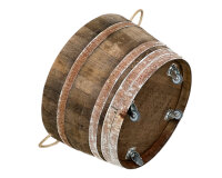 Barril macetero rústico en madera de roble - macetero rústico:   tratamiento con aceite, con ruedas, con asas