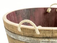 Barril macetero rústico en madera de roble - macetero rústico:   tratamiento con aceite, con ruedas, con asas