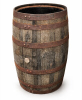 190L Whiskyfass, Eichenfass geöffnet als Regentonne: Ohne Deckel, ohne Wasserhahn, Oberfläche: geölt
